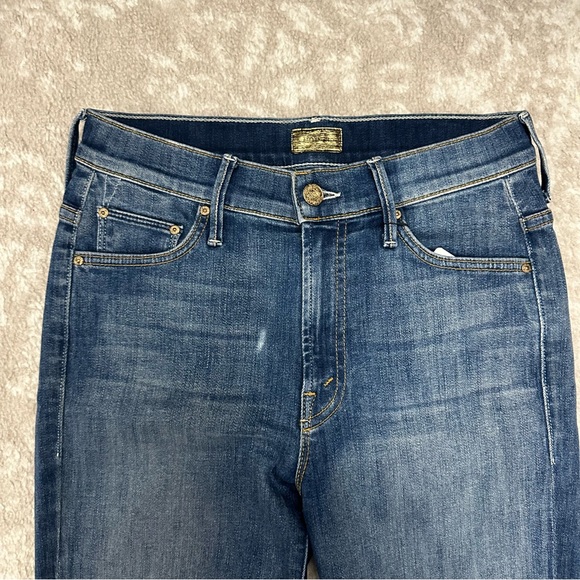 MOTHER Jeans | Slit Hem Medium Wash High Waisted Insider Slim Ankle Fray - Picture 5 of 11